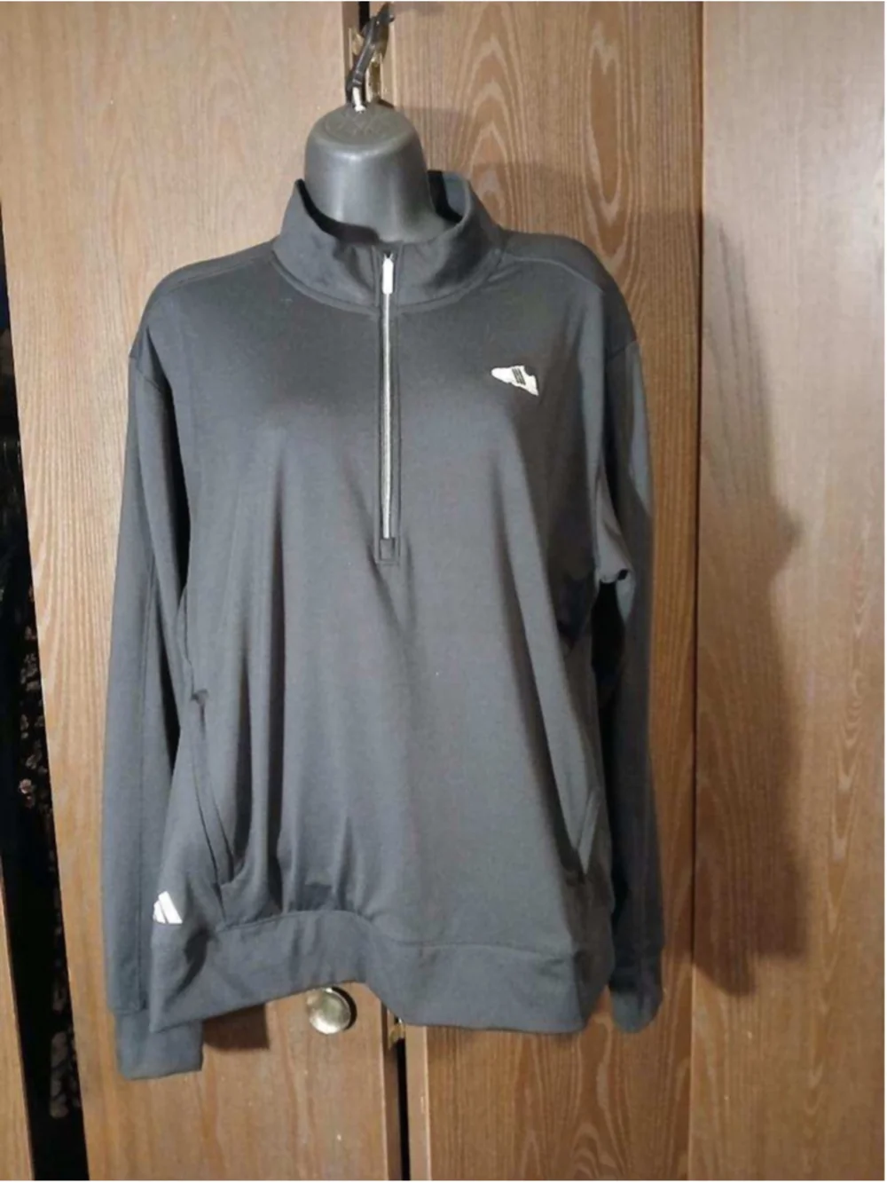 Men’s Adidas Black Quarter Zip Pullover Sweatshirt Size XL (JC106)